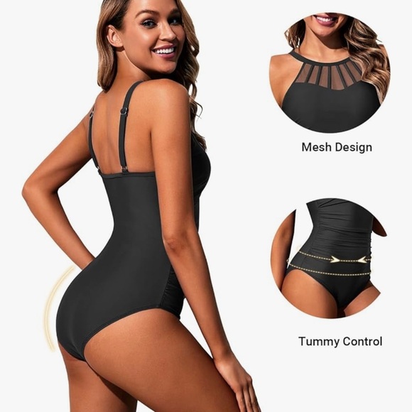 HOLIPICK Black One-Piece Swimsuit - Picture 8 of 11
